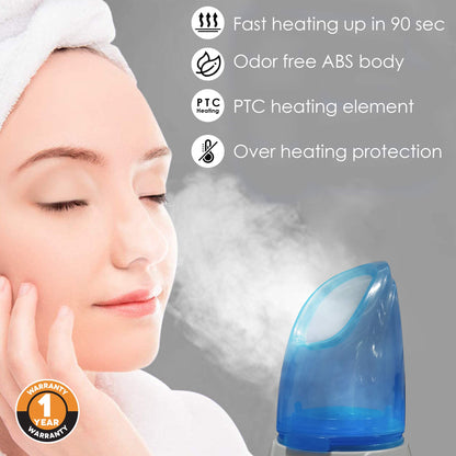 AGARO Aura Face Steamer, Vaporizer/Steam Inhaler with Facial mask and Nasal Mask, Rejuvenate Skin for Youthful Complexion, Deep Cleanse SPA, Prevents Breathing Disorders, sinusitis (Blue and White)