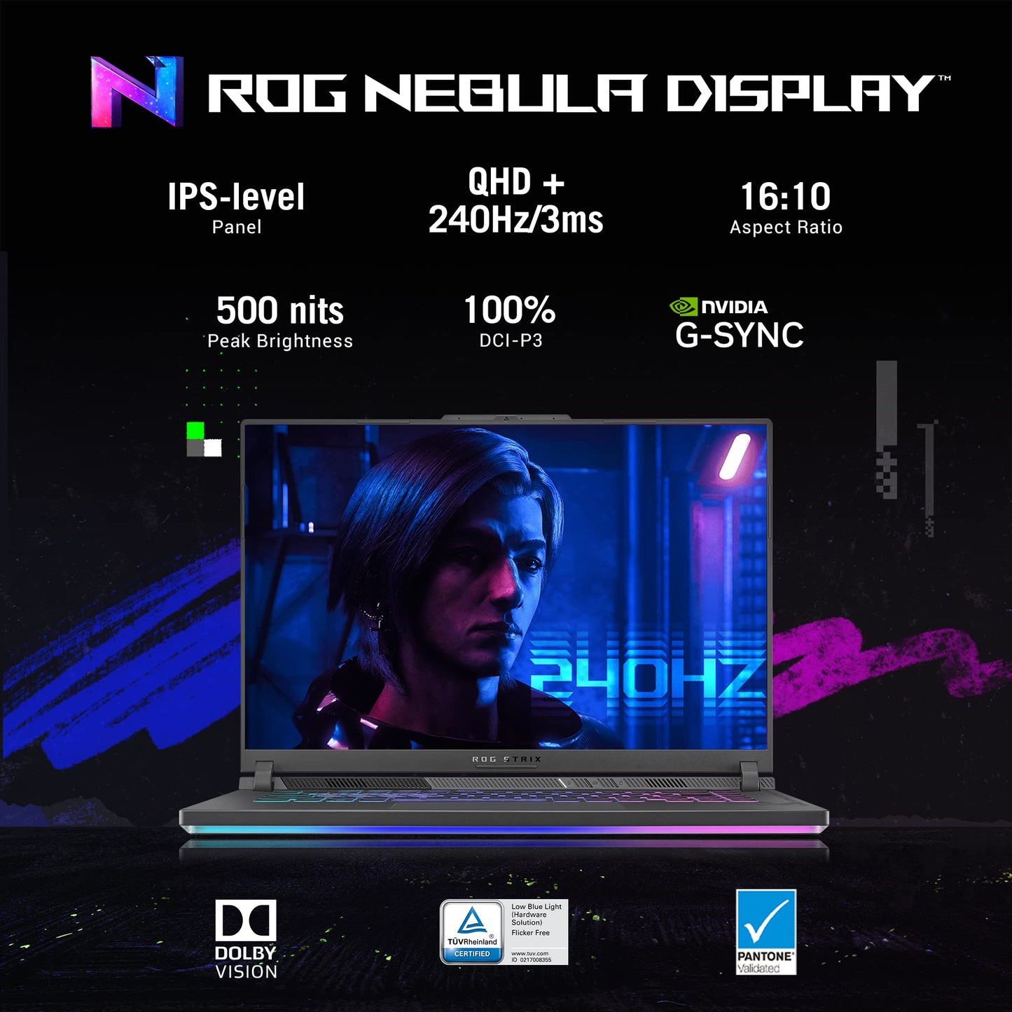 ASUS ROG Strix G16 (2023) 90WHr Battery, Intel Core i9-13980HX 13th Gen, 16" QHD+ 240Hz, 8GB RTX 4060, Gaming Laptop (16GB/1TB SSD/Windows 11/Office 2021/4-Zone RGB/Gray/2.50 Kg), G614JV-N4141WS