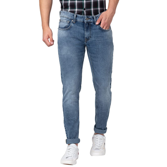 Spykar Blue Low Rise Super Slim Fit Jeans for Men