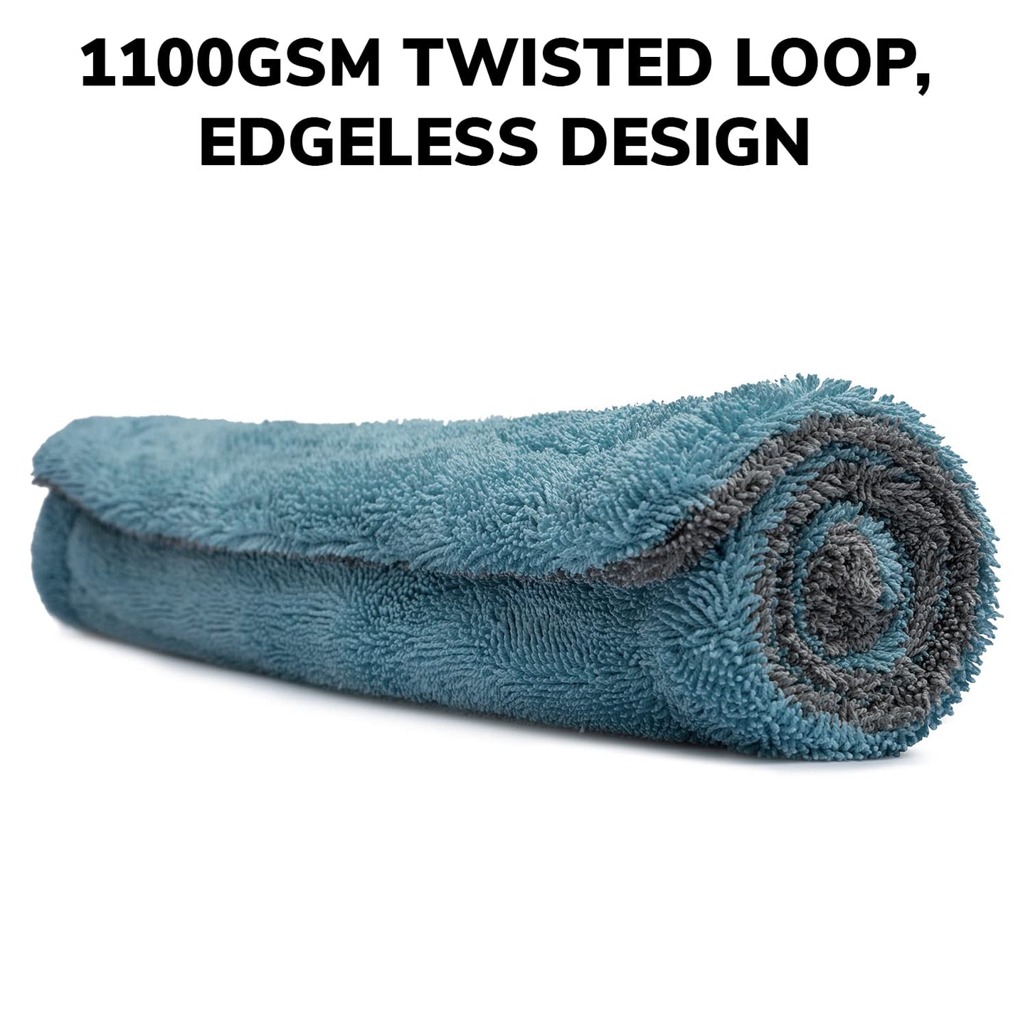 ShineXPro Microfiber Cloth For Car - Puremagic 1100 Gsm Twisted Loop Super Absorbent Towel - Edgeless Design With Plush Pile, Lint Free Cloth For Drying & Detailing, Transparent