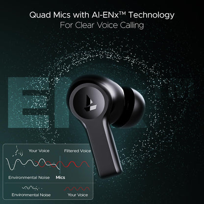 boAt Airdopes Flex 454 ANC Truly Wireless in Ear Ear Buds w/Smart Features, ANC, 60HRS Playback,Hearables App Support,4 Mics ENx,Multi Point,ASAP Charge, IPX5,Beast Mode Earbuds TWS (Gunmetal Black)