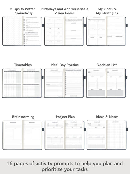 DOODLE | 2025 A5 Productivity Planner Kit | Undated | Hard Bound |288 Pages |12 Monthly Planners + Pocket Meal Planner + 200+ Stickers + Motivational Quote Cards + Tear Away Bookmarks l Activity Tracker l Monthly Review Pages l to do Lists [2025]