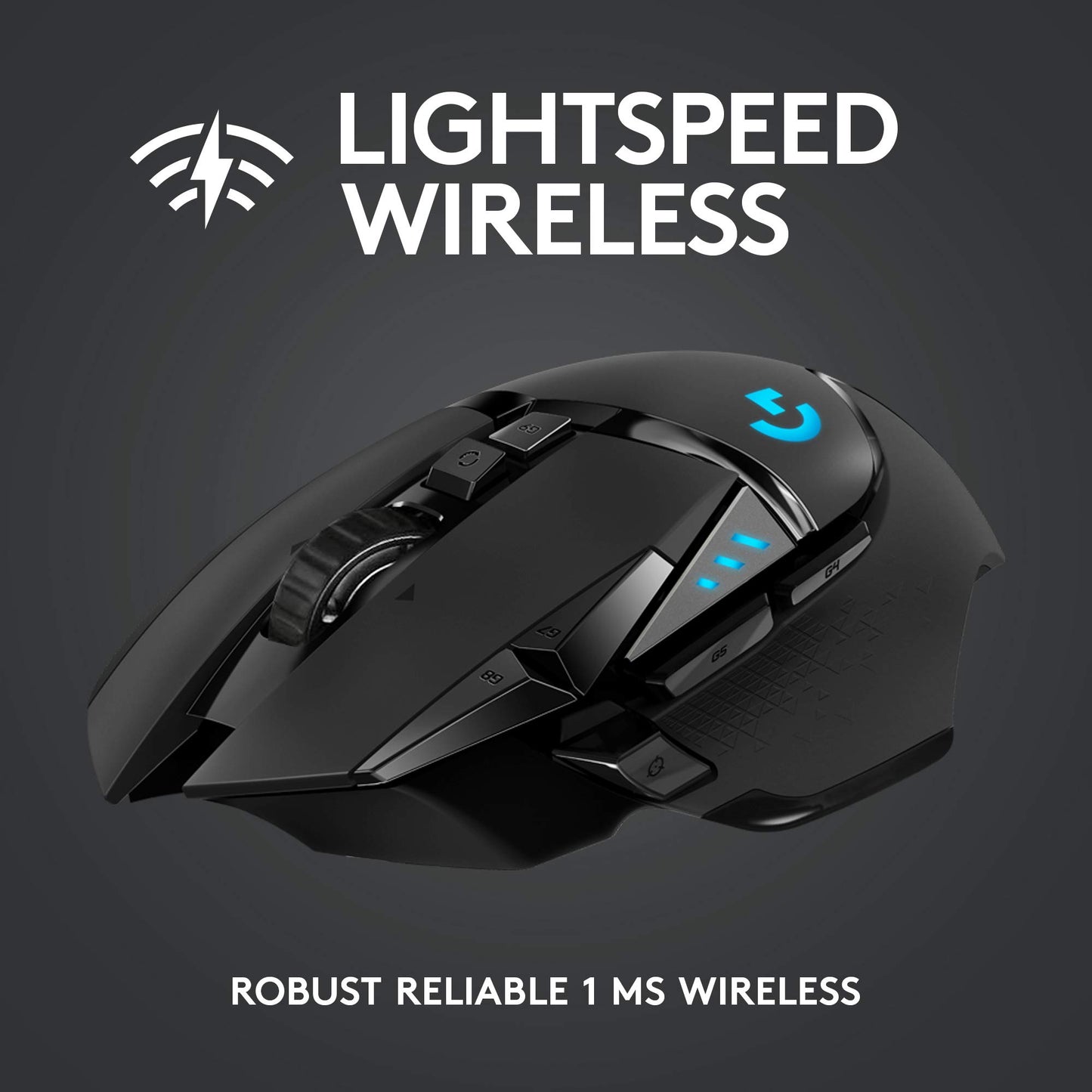 Logitech G502 Lightspeed Wireless Gaming Mouse, Hero 16K Sensor, 16,000 DPI, RGB, Adjustable Weights, 11 Programmable Buttons, Long Battery Life, On-Board Memory, PC/Mac - Black (910005569)