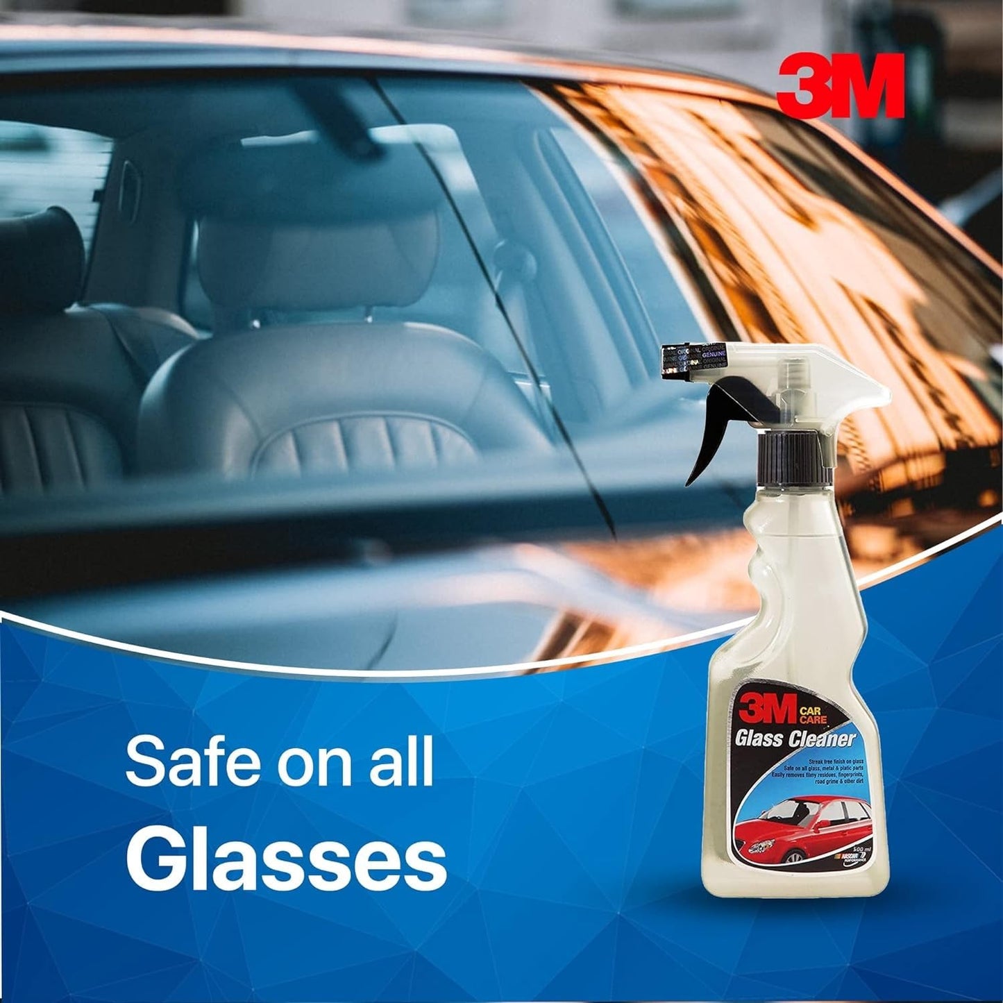 3M Car Glass Cleaner, 500ml | Remove Stains, Filmy Residues, Grime and Fingerprints from Windshields and Windows | Streak-Free Shine