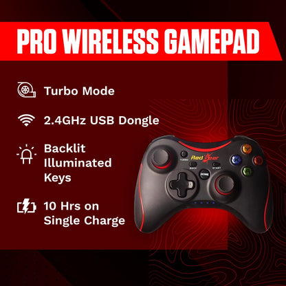 Redgear Pro Wireless Gamepad with 2.4GHz Wireless Technology, Integrated Dual Intensity Motor, Illuminated Keys for PC(Compatible with Windows 7/8/8.1/10 only)