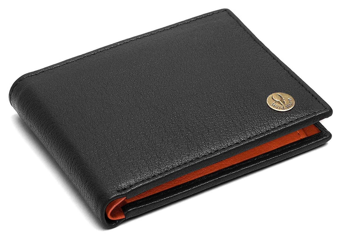 WildHorn Black & Tan Leather Wallet for Men I Ultra Strong Stitching I 6 Card Slots I 2 Currency & 2 Secret Compartments I 1 Coin Pocket