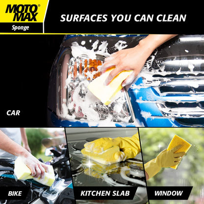 Motomax Super Absorbent Multipurpose Sponge for Washing Cars, Bikes, Motorbikes, Sports Bikes, Scooters, Bicycles, Walls, Windows, Kitchen Surfaces and Other Surfaces (Pack of 3)