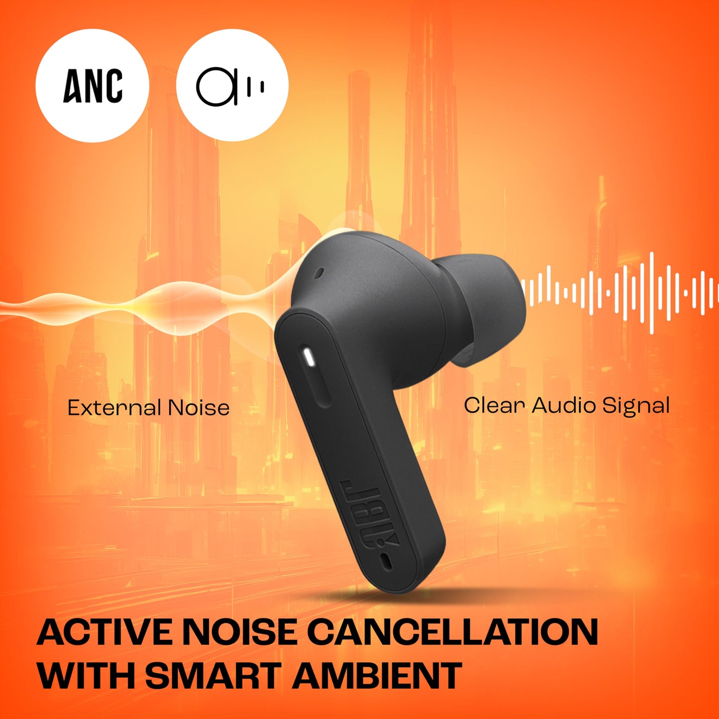 JBL New Launch Tune 245NC in Ear Wireless TWS ANC Earbuds, Customized Extra Bass with Headphones App, 48H Battery, Dual Connect, Quick Charge, IP54, Bluetooth 5.3, 3Months Additional Warranty (Black)