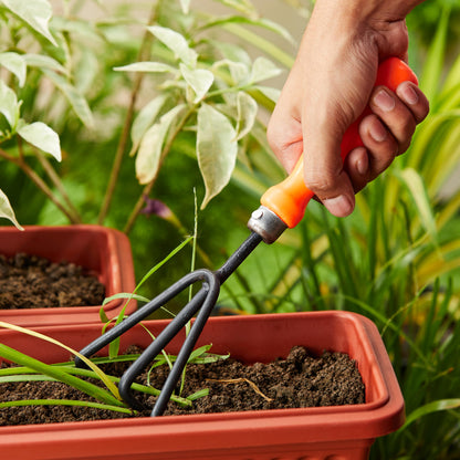 Amazon Brand - Solimo 5-Piece Gardening Tool Kit | Hand Cultivator, Hand Fork, Large & Small Trowels, Weeder | Gardening Tools Set for Home Gardens | Great for Gifting