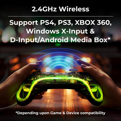 ZEBRONICS MAX LINK + Wireless Gamepad, Dual motors Haptic feedback, Built-in rechargeable battery, RGB light, Plug & play, Supports (Windows | Android | PS3 | PS4 | XBOX 360)