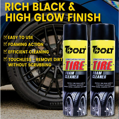 Q4 EVER Tbolt Tire Foam Cleaner | All-in-One Tire & Wheel Cleaning Solution | Quick & Easy Foam Spray for Long-lasting Tire Shine | 650 ml, Pack of 1