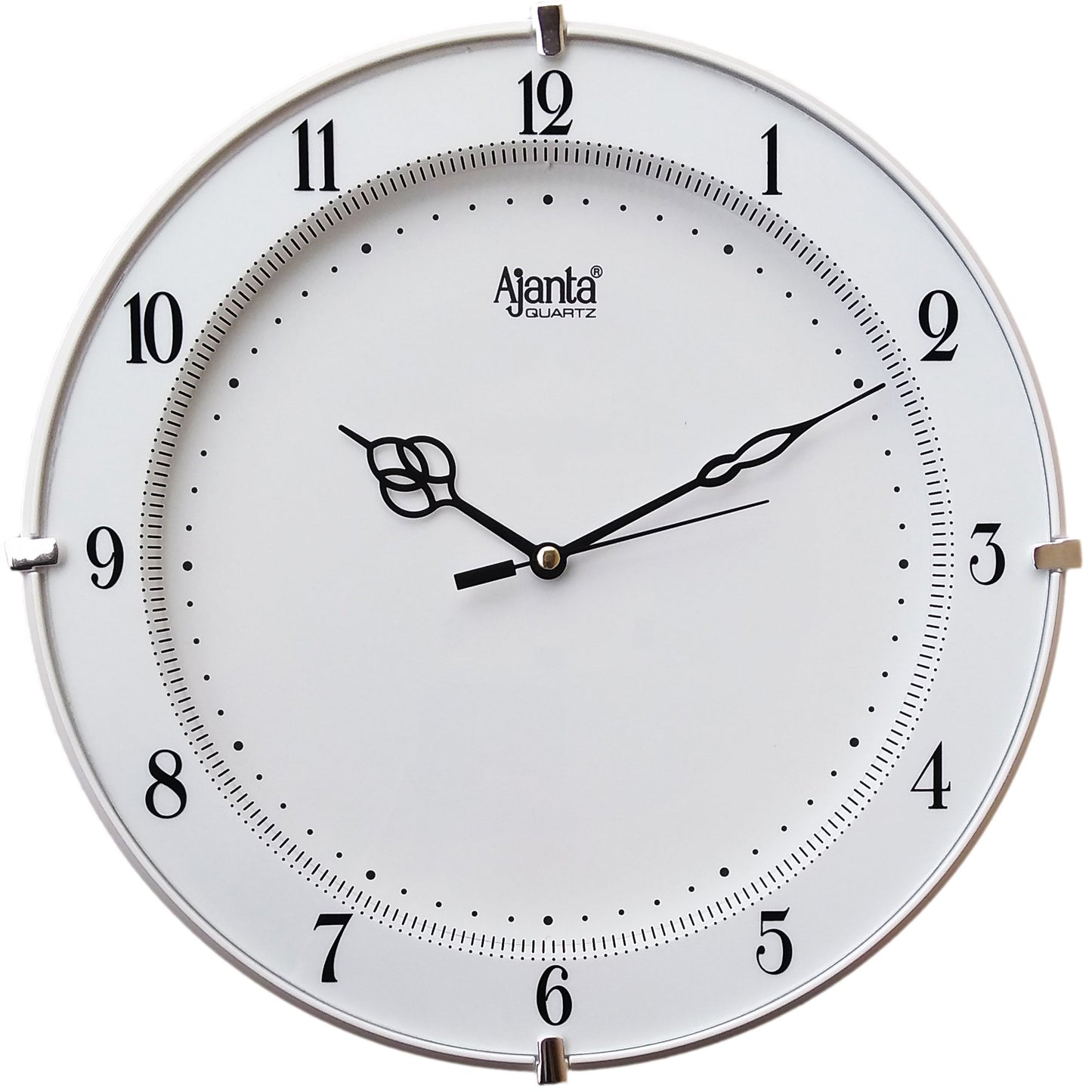 Ajanta Plastic Abstract Wall Clock (28 Cm X 28 Cm X 3.5 Cm, White) - Analog