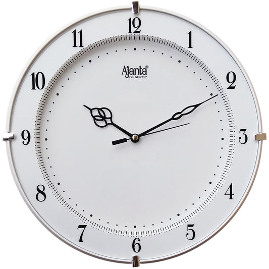 Ajanta Plastic Abstract Wall Clock (28 Cm X 28 Cm X 3.5 Cm, White) - Analog