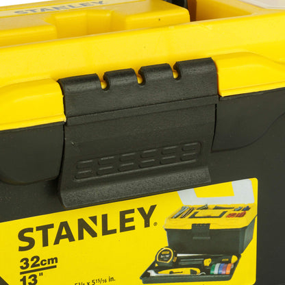 STANLEY 1-71-948 13'' Organised Maestro Heavy-Duty Portable Plastic Essential Toolbox with Clear Top Lid and Removable Tray Compartment for Easy & Convenient Storage, 1 Year Warranty, YELLOW & BLACK