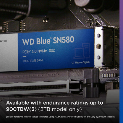 Western Digital WD Blue SN580 NVMe 1TB, Upto 4150MB/s, 5 Y Warranty, PCIe Gen 4 NVMe M.2 (2280), Internal Solid State Drive (SSD) (WDS100T3B0E)