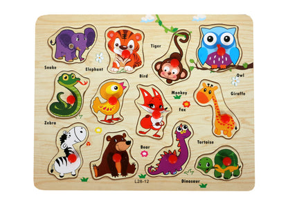 Chocozone Wooden Learning Educational Board for Kids, Puzzle Toys for 2 Years Old Boys & Girls (Alphabets, Numbers & Shapes)