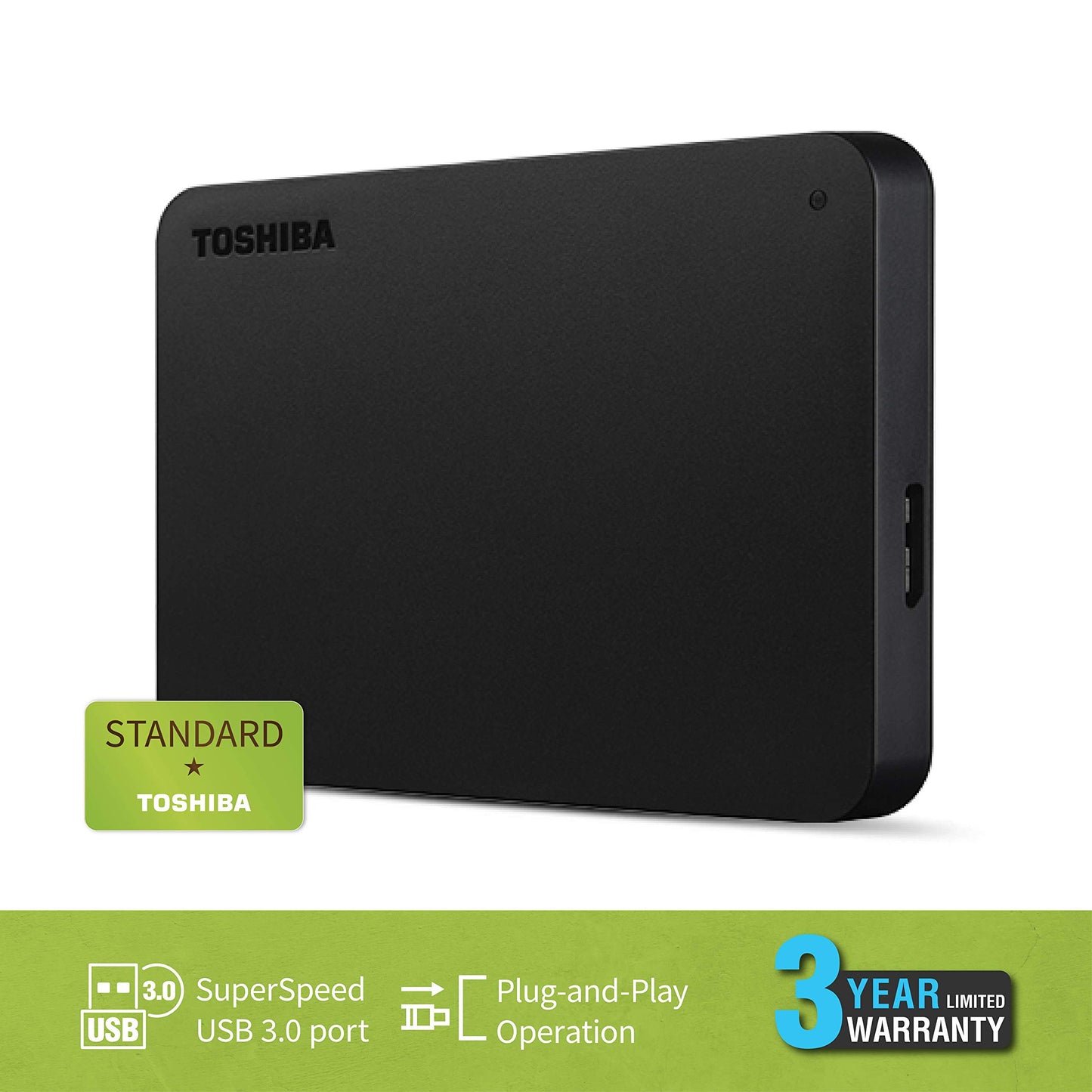 TOSHIBA Canvio Basics 1TB Portable External HDD - USB 3.2 for PC Laptop Windows and Mac, 3 Years Warranty, External Hard Drive - Black