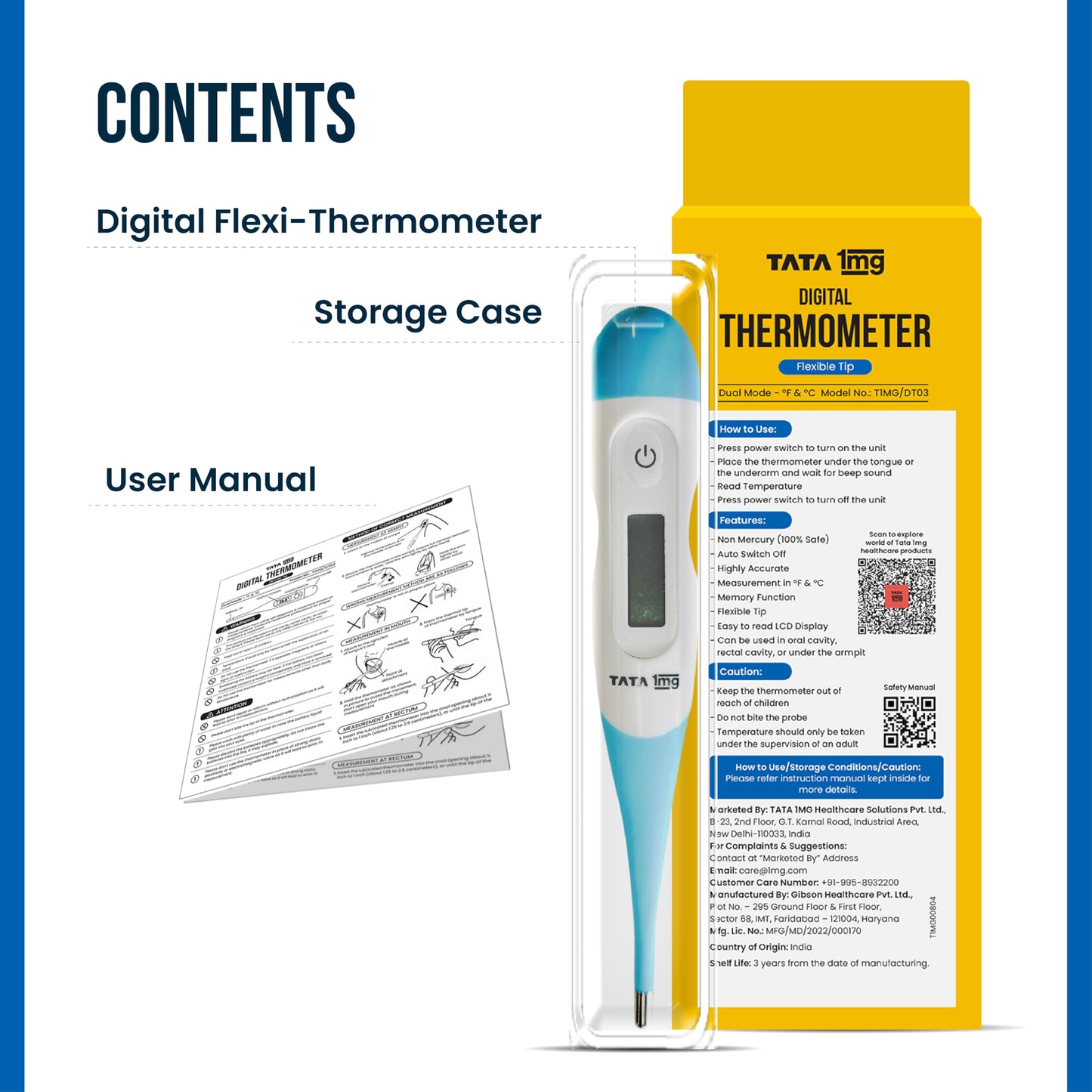 Tata 1mg Flexible Tip Digital Thermometer with One Touch Operation for Children and Adult