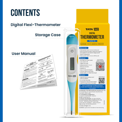 Tata 1mg Flexible Tip Digital Thermometer with One Touch Operation for Children and Adult