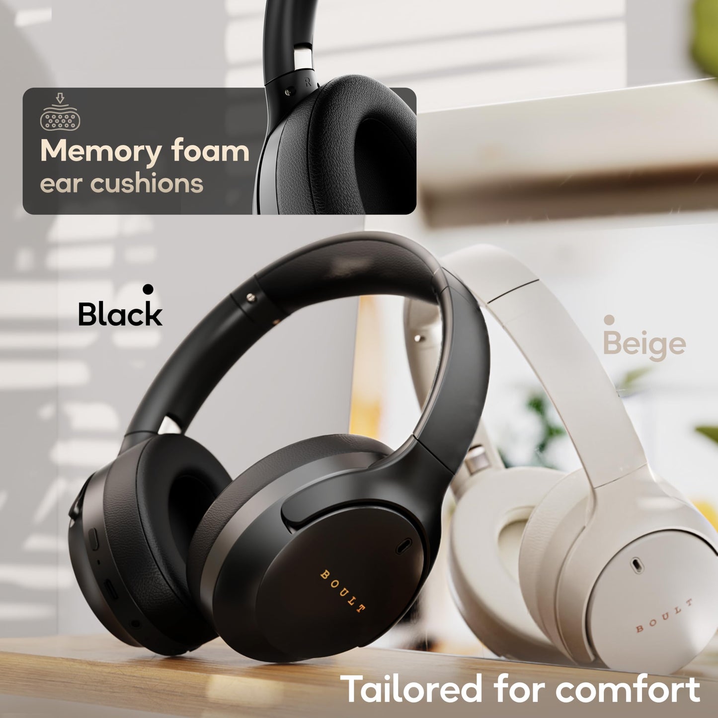 Boult Newly Launched Q Over Ear Bluetooth Headphones with 70H Playtime, 40mm Bass Drivers, Zen™ ENC Mic, Type-C Fast Charging, 4 EQ Modes, Bluetooth 5.4, AUX Option, IPX5 Wireless Headphones (Black)