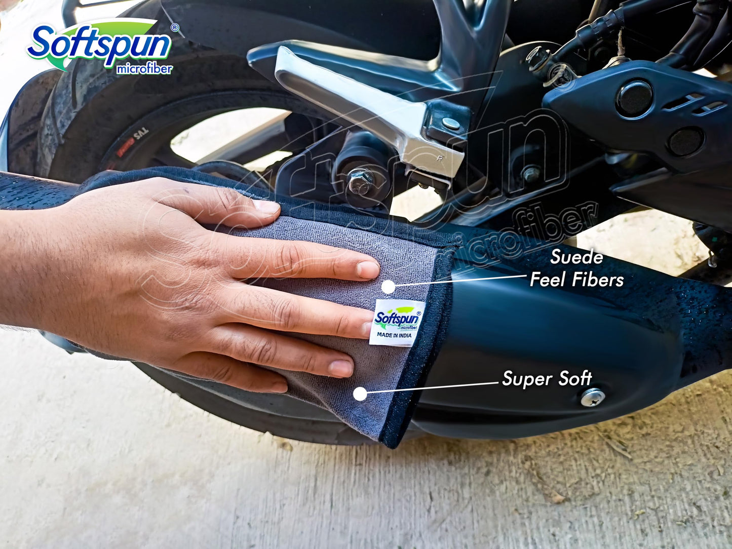 SOFTSPUN Microfiber Super Absorbent Small Wipes, 500 GSM 20X30 Cms 5 Piece Grey! Silk Banded Edge Towel Set Extra Thick Microfiber Cleaning Cloths Perfect for Bike & Car.