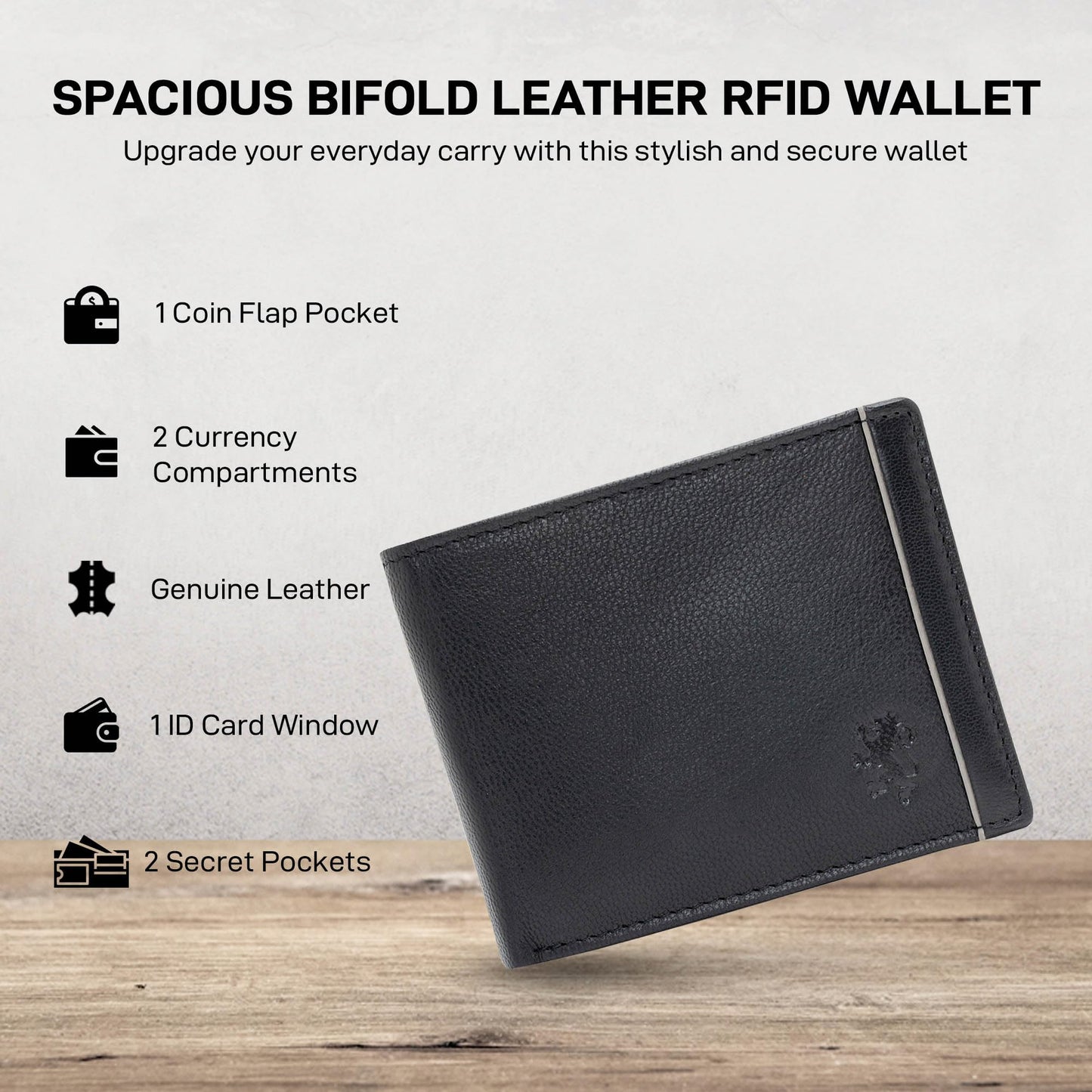 Red Tape Men Genuine Leather Rfid Wallet | Stylish And Secure, Black