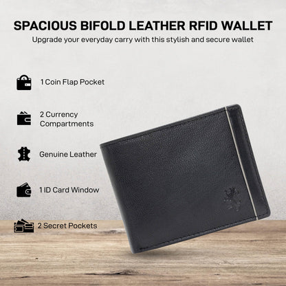 Red Tape Men Genuine Leather Rfid Wallet | Stylish And Secure, Black