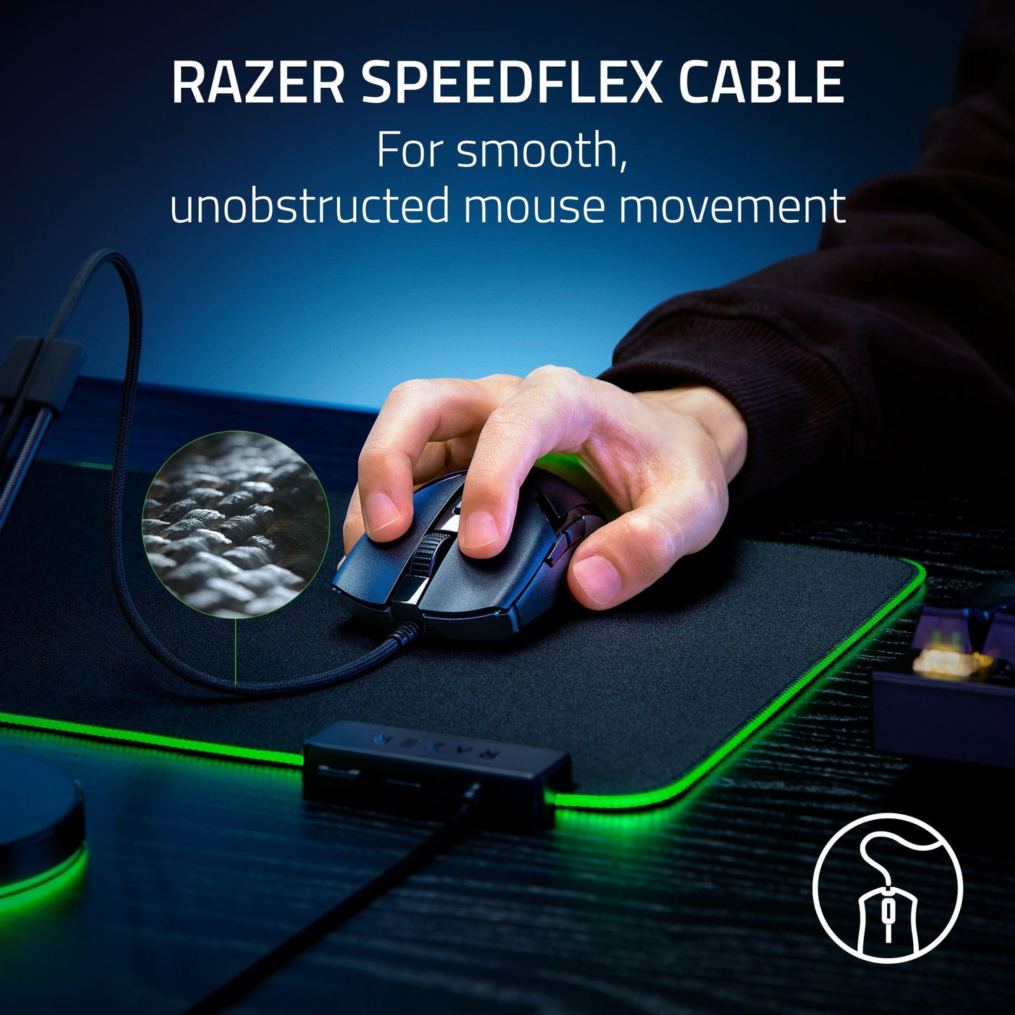 Razer Cobra Wired Gaming Mouse: 58g Lightweight Design - Gen-3 Optical Switches - Chroma RGB Lighting with Underglow - Precise 8500 DPI Optical Sensor - 1 - Speedflex Cable - Black-RZ01-04650100-R3M1