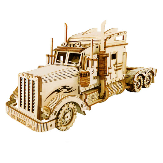 Heavy Truck Puzzle Model Kit,3D Wooden Puzzle, Scale Mechanical Vehicle Model Building Kits, Best Toys Gift for Adults & Teens