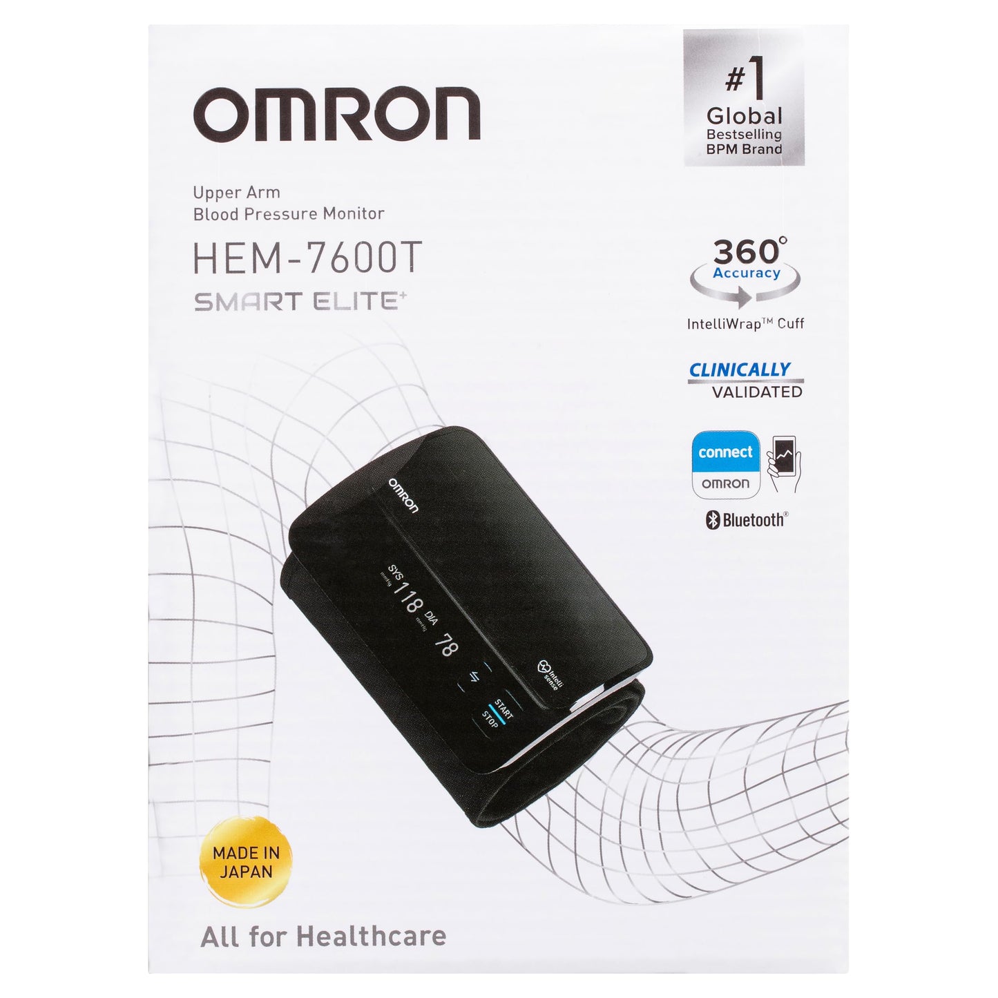 Omron Smart Elite+ HEM 7600T Tubeless 360° Accurate Digital Blood Pressure Monitor With Intellisense Technology & Intelli Wrap Cuff With Bluetooth Connectivity to Store Historic Measurements