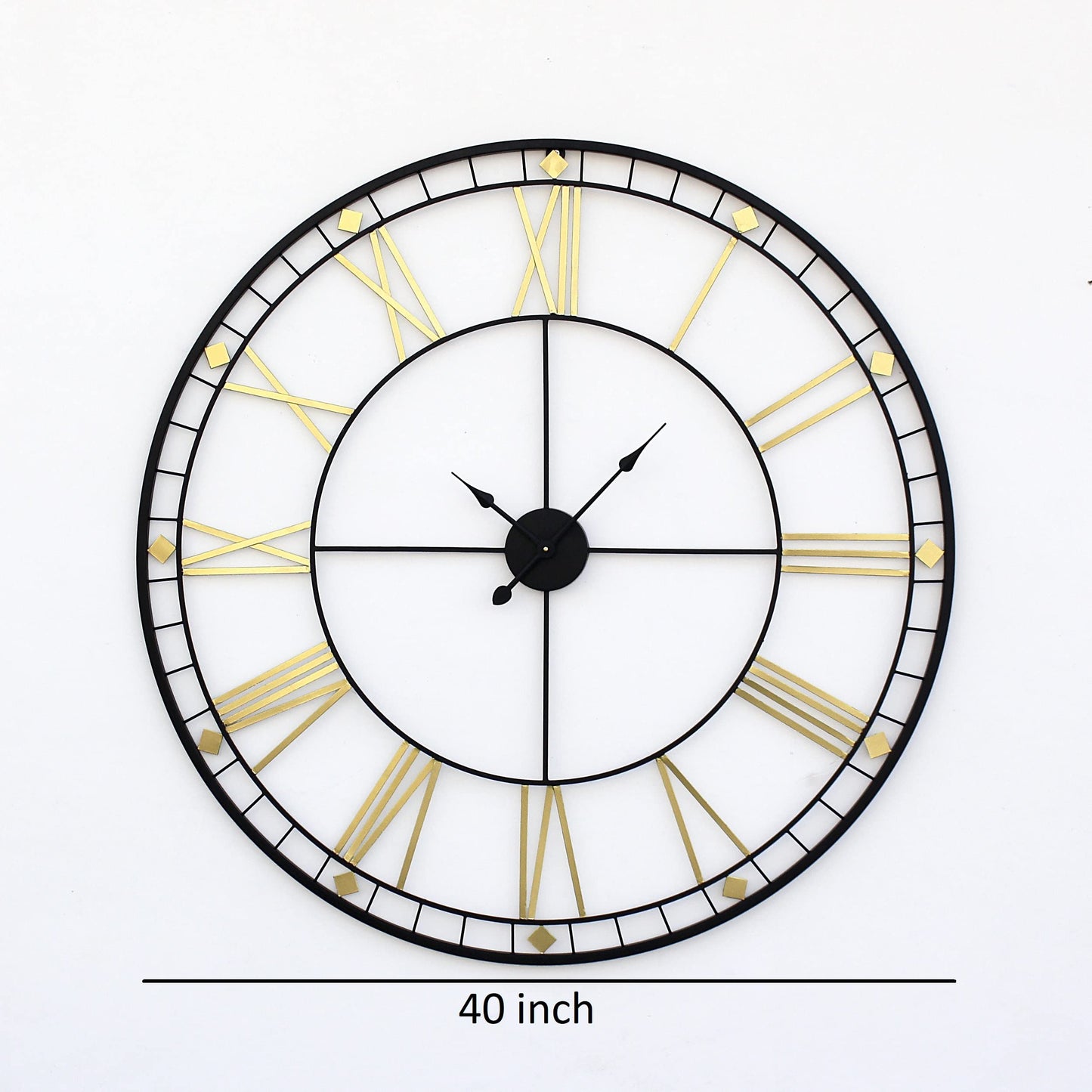 Craftter Analog 40 Inch Black Extra Large Metal Wall Clock Decorative Hanging For Bedroom Home Office Living Room, Office