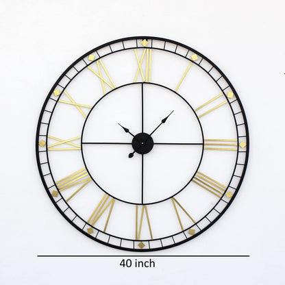 Craftter Analog 40 Inch Black Extra Large Metal Wall Clock Decorative Hanging For Bedroom Home Office Living Room, Office