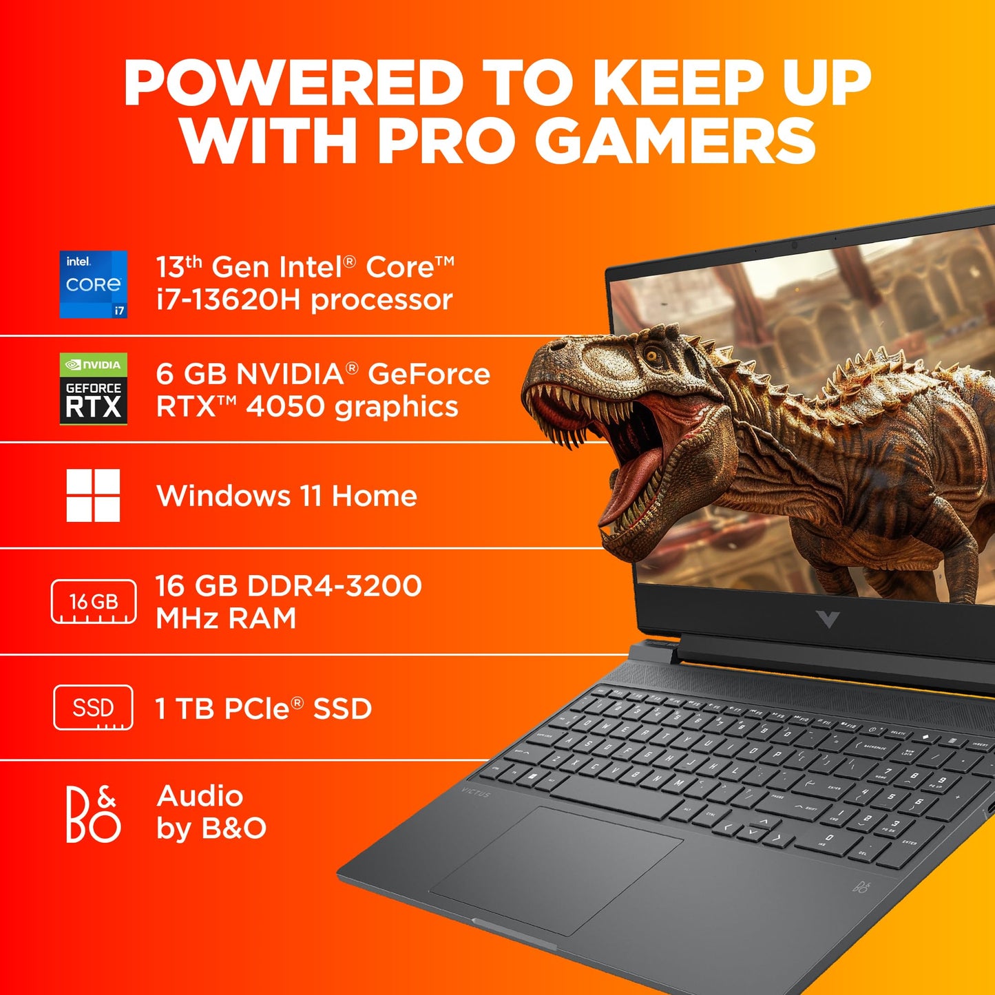 HP Victus Gaming Laptop,13Th Gen Intel Core I7-13620H,Windows 11 Home 6Gb RTX 4050 Gpu,15.6-Inch(39.6 Cm),Fhd,IPS,144Hz,16Gb Ddr4,1Tb Ssd,Backlit Kb,B&O,9Ms Response Time(Mso,Silver,2.29 Kg),Fa1332Tx