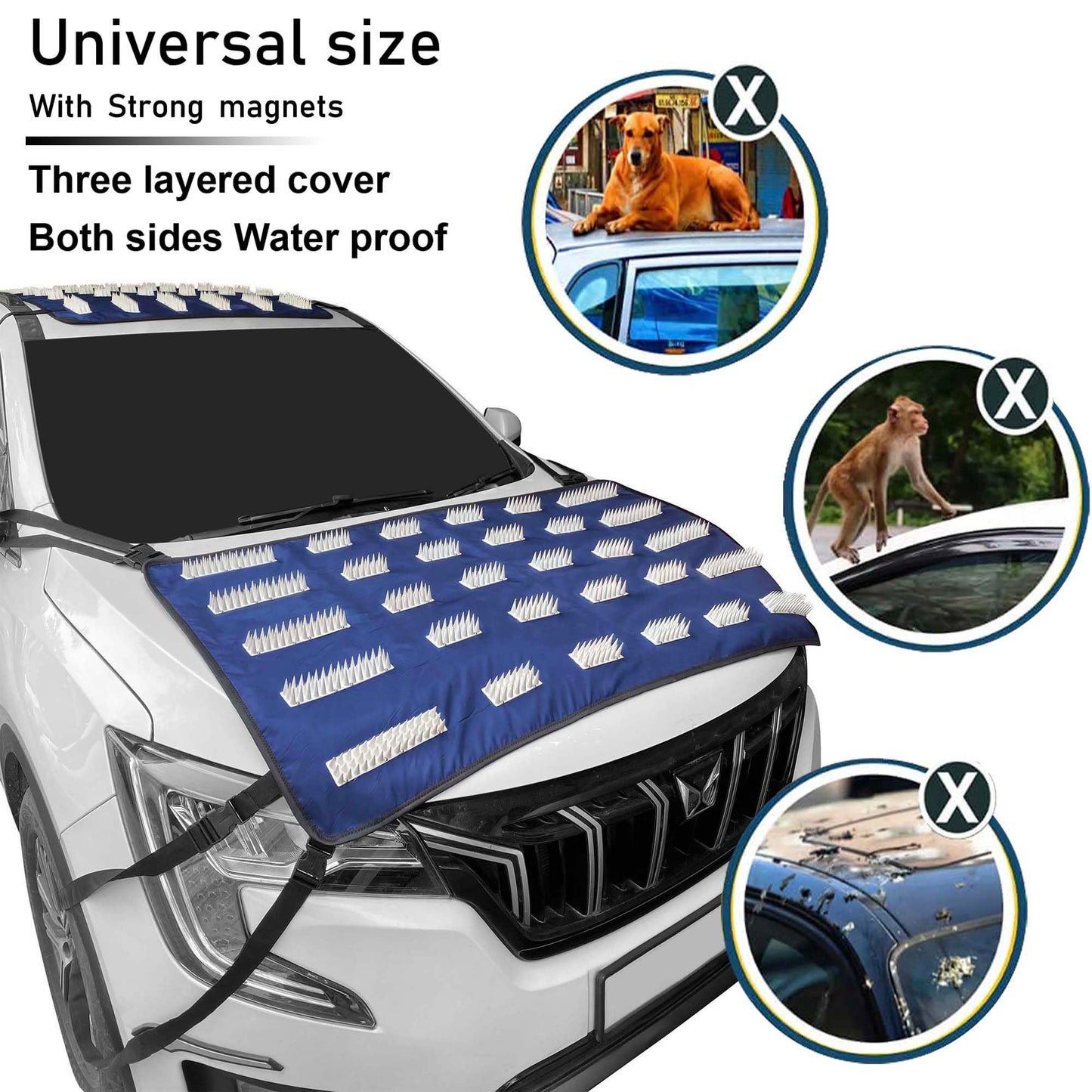 Axmon Magnetic Car Cover has universal size with three layers of cover and is waterproof