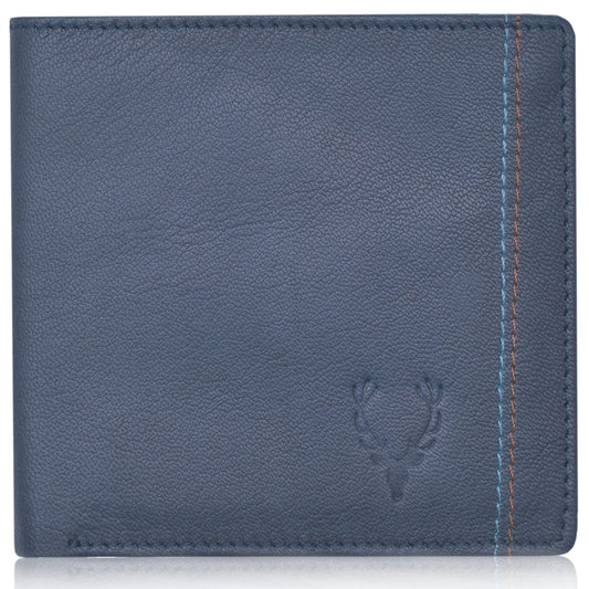 Allen Solly Bi Fold Slim & Light Weight Artificial Leather Men's Stylish Casual Wallet Purse with Card Holder Compartment (Blue)