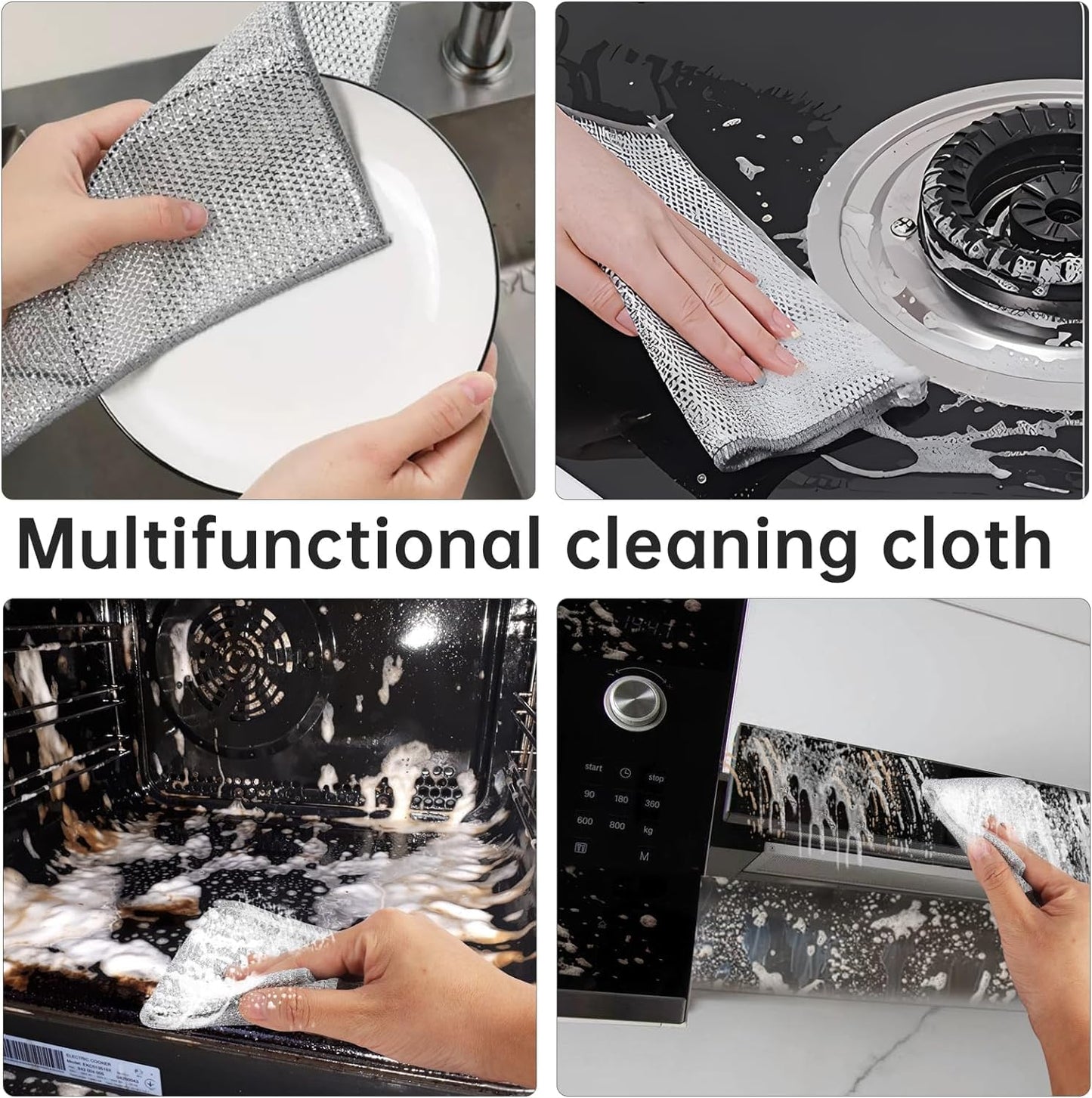 TCCO ENTERPRISE Microfiber 3 Pack Non-Scratch Wire Dishcloth&Gaps Cleaning Brush,Multipurpose Wire Dishwashing Rags for Wet&Dry,Easy Rinsing,Reusable,Wire Cleaning Cloth for Kitchen,Sinks,Pots,Pans