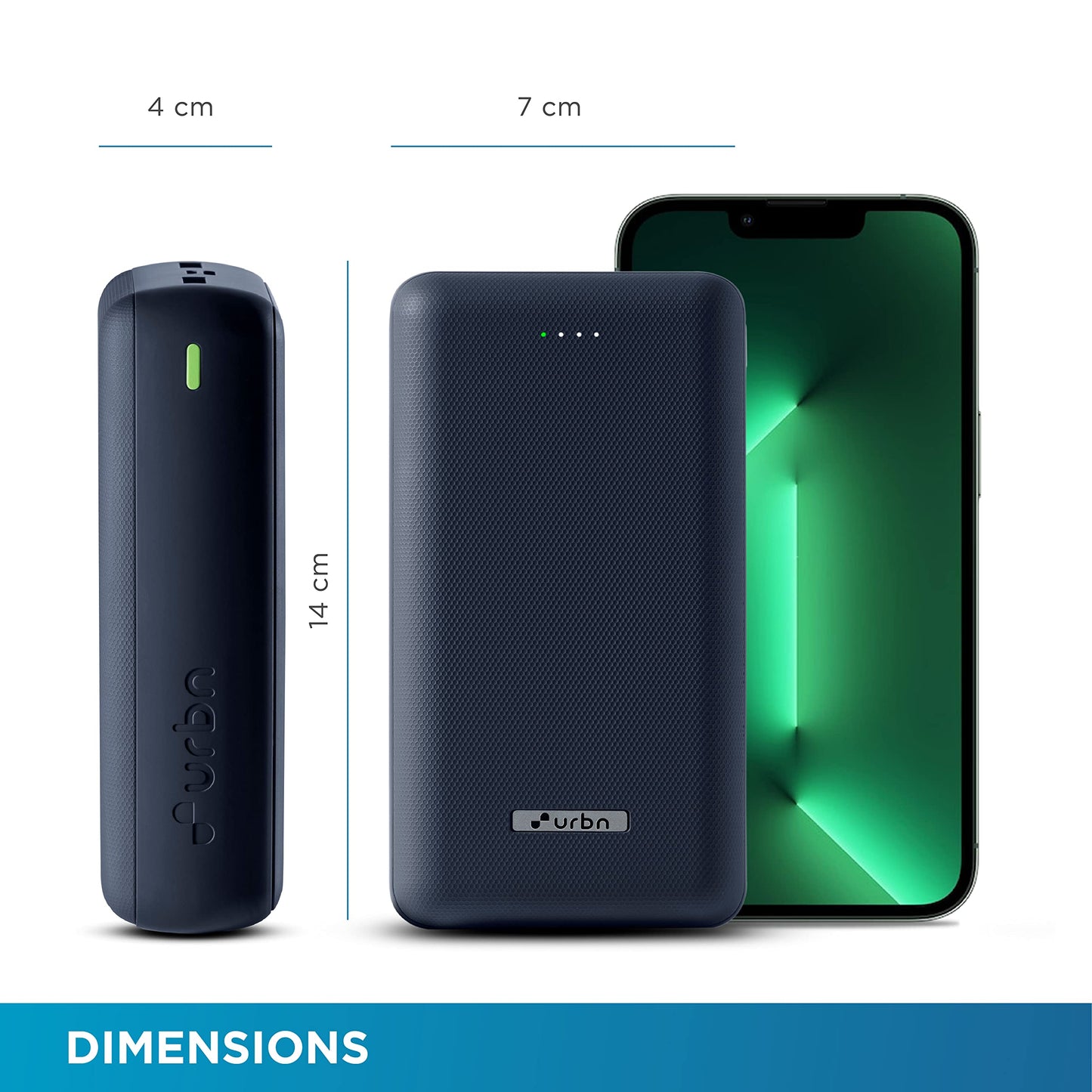 URBN 27000 mAh 22.5W Super Fast Charging Compact Power Bank with Quick Charge & Power Delivery, Type C Input/Output, Made in India, Type C Cable Included (Blue)