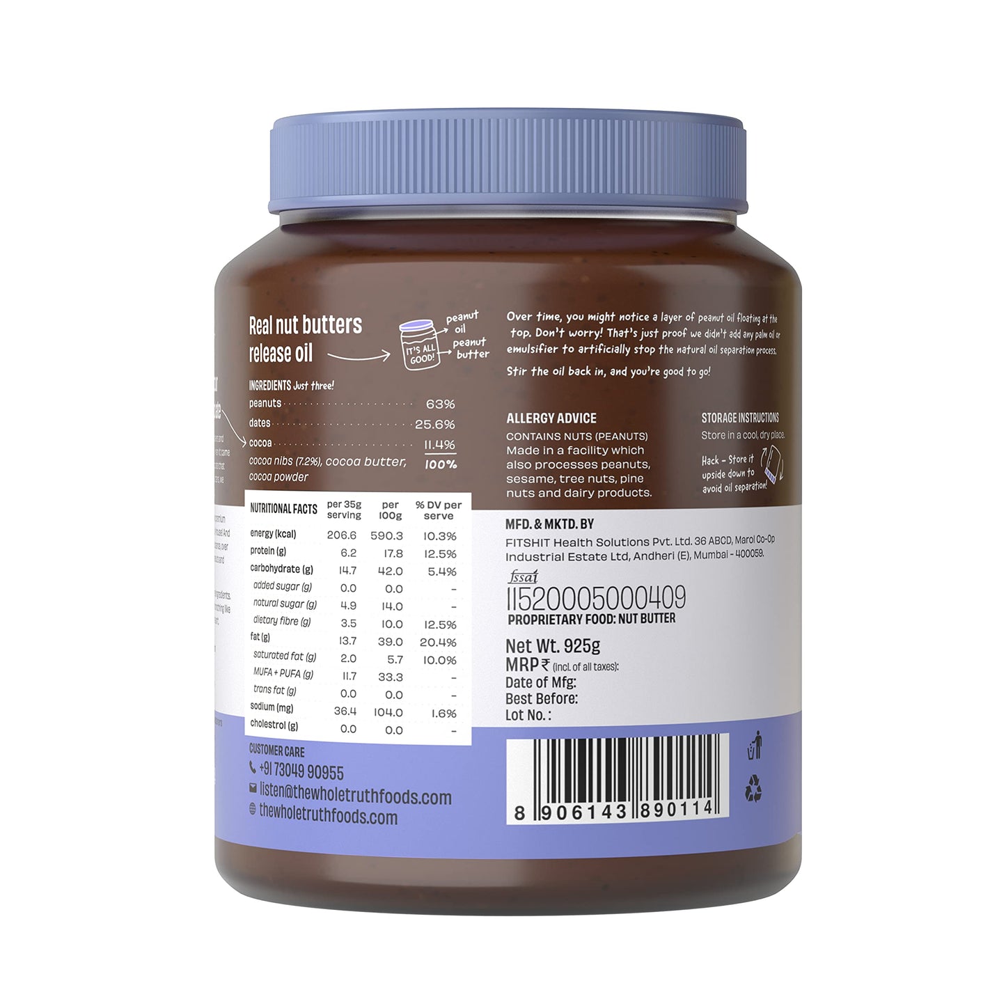 The Whole Truth - Supersaver Pack | Dark Chocolate Peanut Butter | 925 g | Crunchy | No Added Sugar | No Artificial Sweeteners | Vegan | No Gluten | No Preservatives | 100% Natural