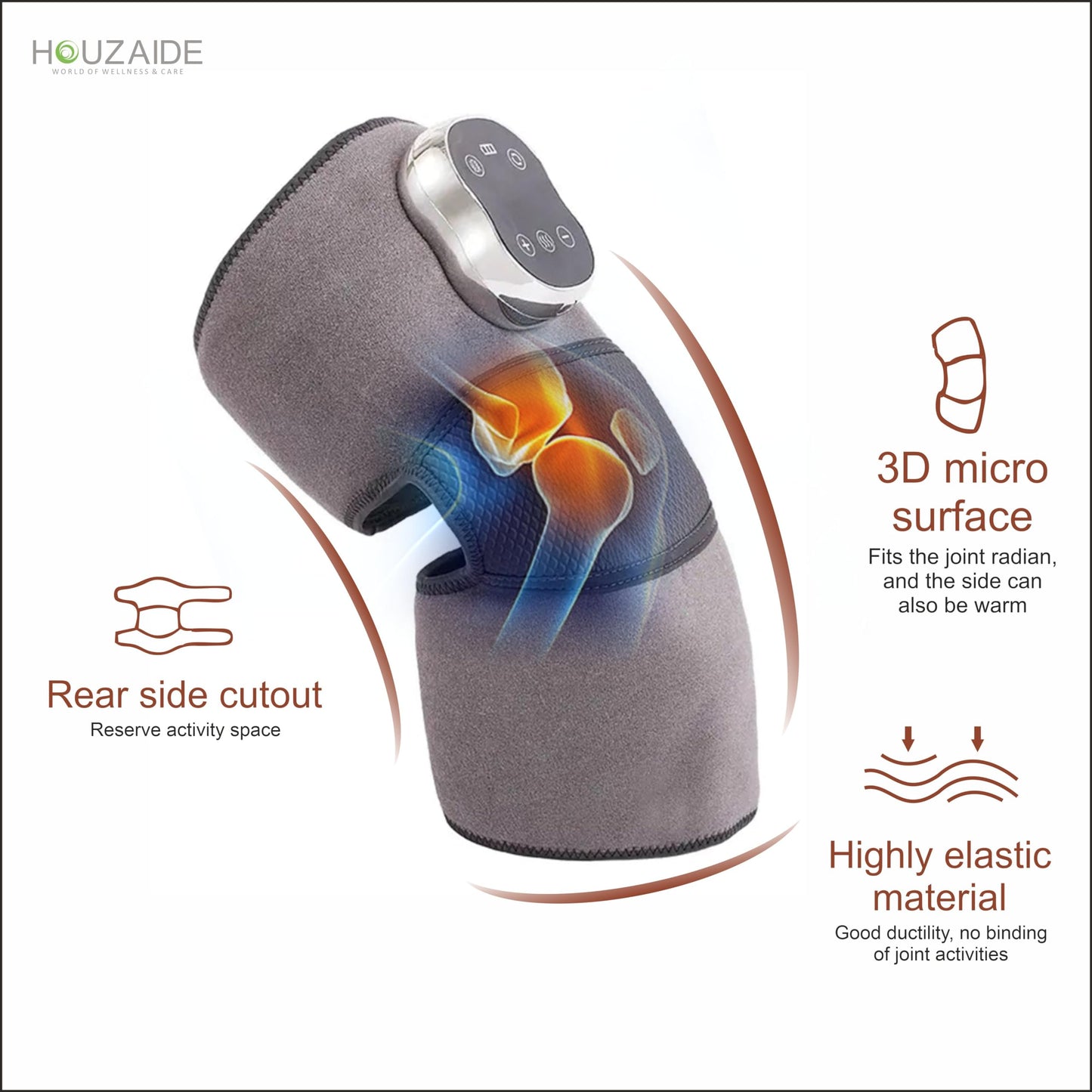 HOUZAIDE Knee Massager for Joint Pain Relief, Advanced 7-Level Heating, 3 Level Air Compression & 3 Modes Vibration, Knee Pain Relief Enhanced Recovery for Knees & Joints- Diwali gift option