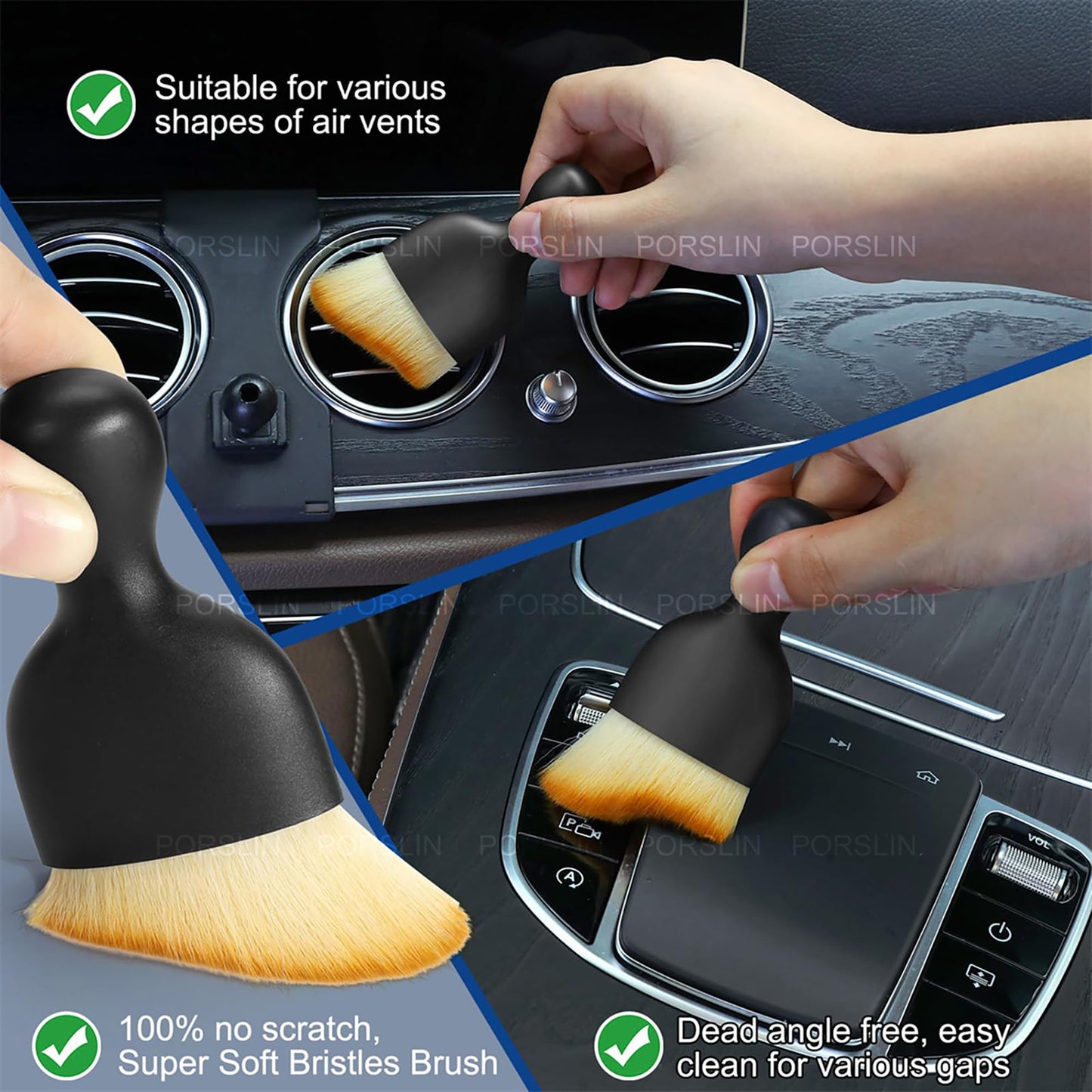 Porslin 5 Pcs Microfiber Car Duster Kit - Extendable Long Handle Car Cleaning Accessories - Interior & Exterior Detailing Brush Set - Scratch & Lint Free, Perfect for Cars, SUVs, Motorcycles, Home