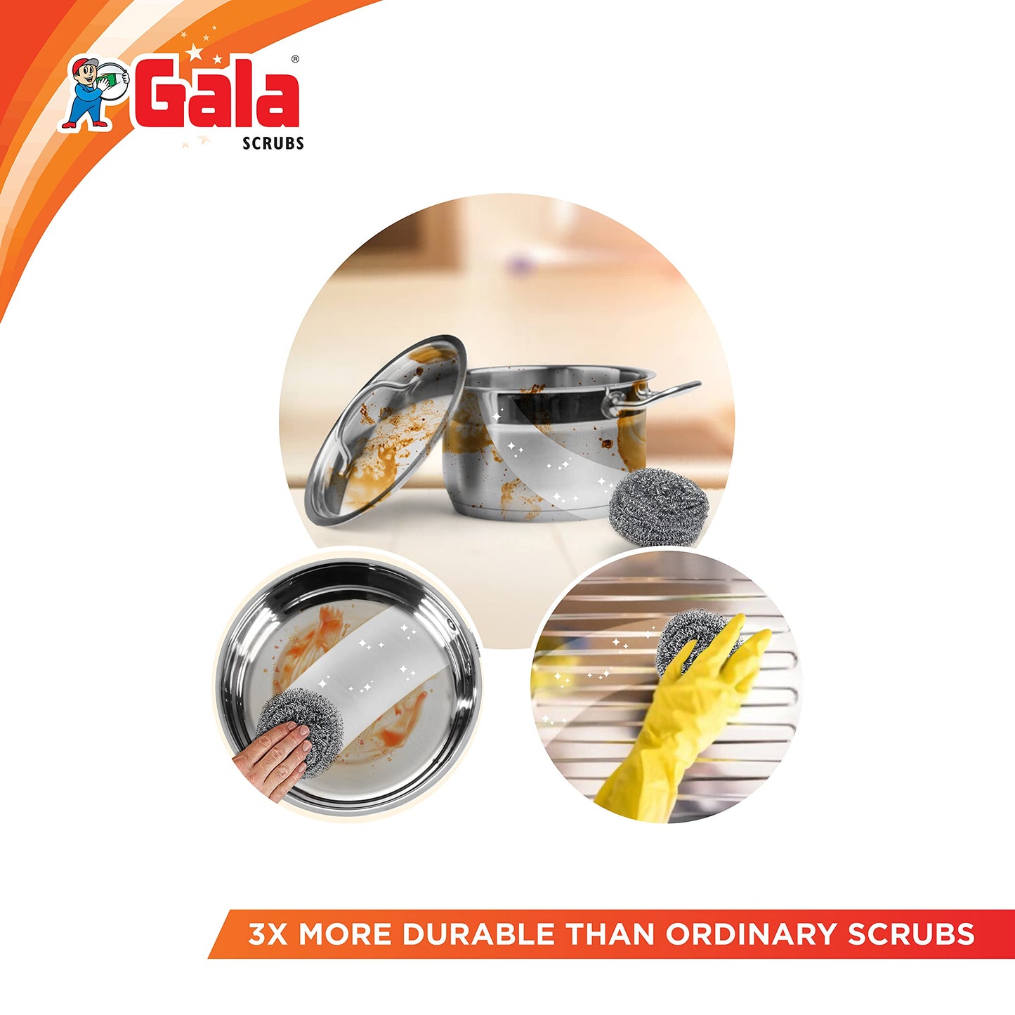 Gala Steel Scrubber Combo Set (Pack of 6)