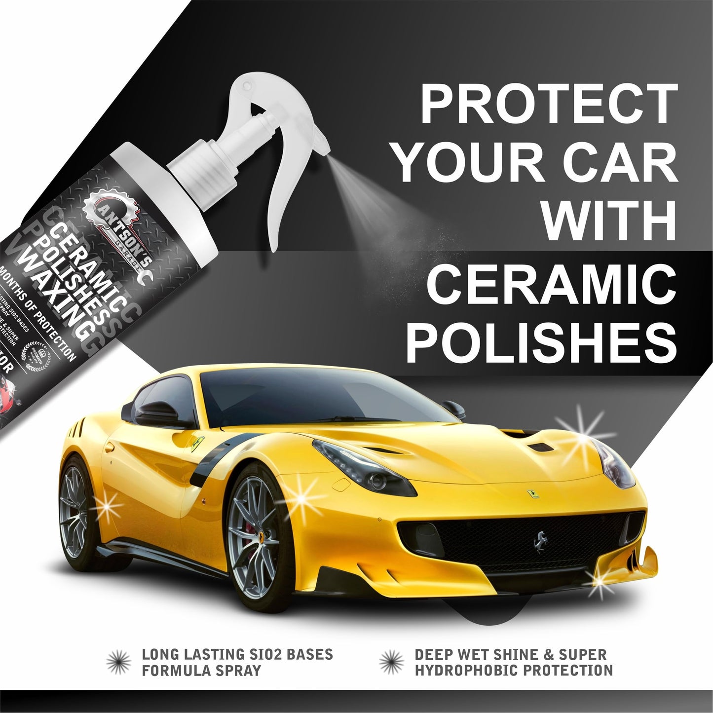 Ceramic Polish Waxing for Car - Antson 250ML Easy To Apply Hydrophobic Spray With Extreme Gloss, Slickness & UV Protection, More Durable Than Other Car Polish & Wax