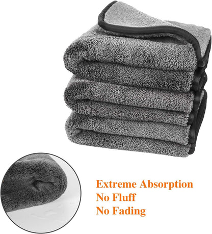 Auto Hub Microfiber Car Cleaning Cloth - Soft 800 GSM (60x40 cm) Microfiber Cloth for Car and Bike - Scratchless Drying and Detailing 60x40 cm, Pack of 3, Grey