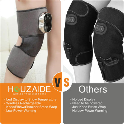 HOUZAIDE Knee Massager for Joint Pain Relief, Advanced 7-Level Heating, 3 Level Air Compression & 3 Modes Vibration, Knee Pain Relief Enhanced Recovery for Knees & Joints- Diwali gift option