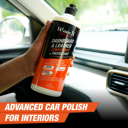 Wavex Dashboard Polish and Leather Conditioner + Protectant (1L) Car Dashboard Polish | Car Polish for Interior Plastic, Leather, Vinyl & Rubber | Dashboard Polish that Protects, Shines & Conditions