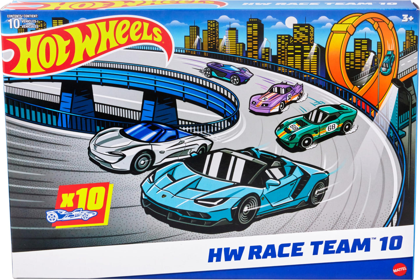 Hot Wheels Toy Cars, 10-Pack of Race Cars, Includes 1:64 Scale Corvette, Lamborghini, McLaren Originals