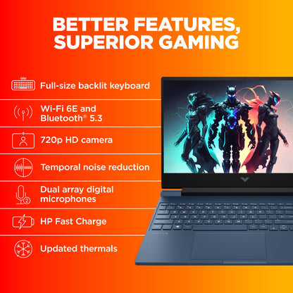 HP Smartchoice Victus Gaming Laptop, 13th Gen Intel Core i5-13420H,6GB RTX 4050 GPU,15.6-inch(39.6 cm),FHD,IPS,144 Hz,16GB DDR4,1TB SSD,Backlit KB,B&O (Win 11,MSO,Blue,2.37 kg),fa1317TX