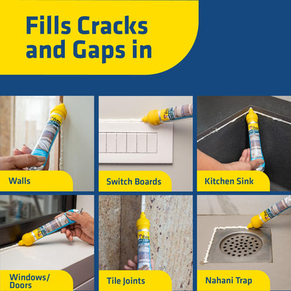 Dr. Fixit Kwik N Ezee Wall Gap & Crack Filler, 150gm (White), DIY Waterproofing for Home Repairs, Kitchen Sink & Wall Cracks, Bathroom Tile Gaps Sealant, Metal, Wood, PVC, Best for Wet & Damp areas