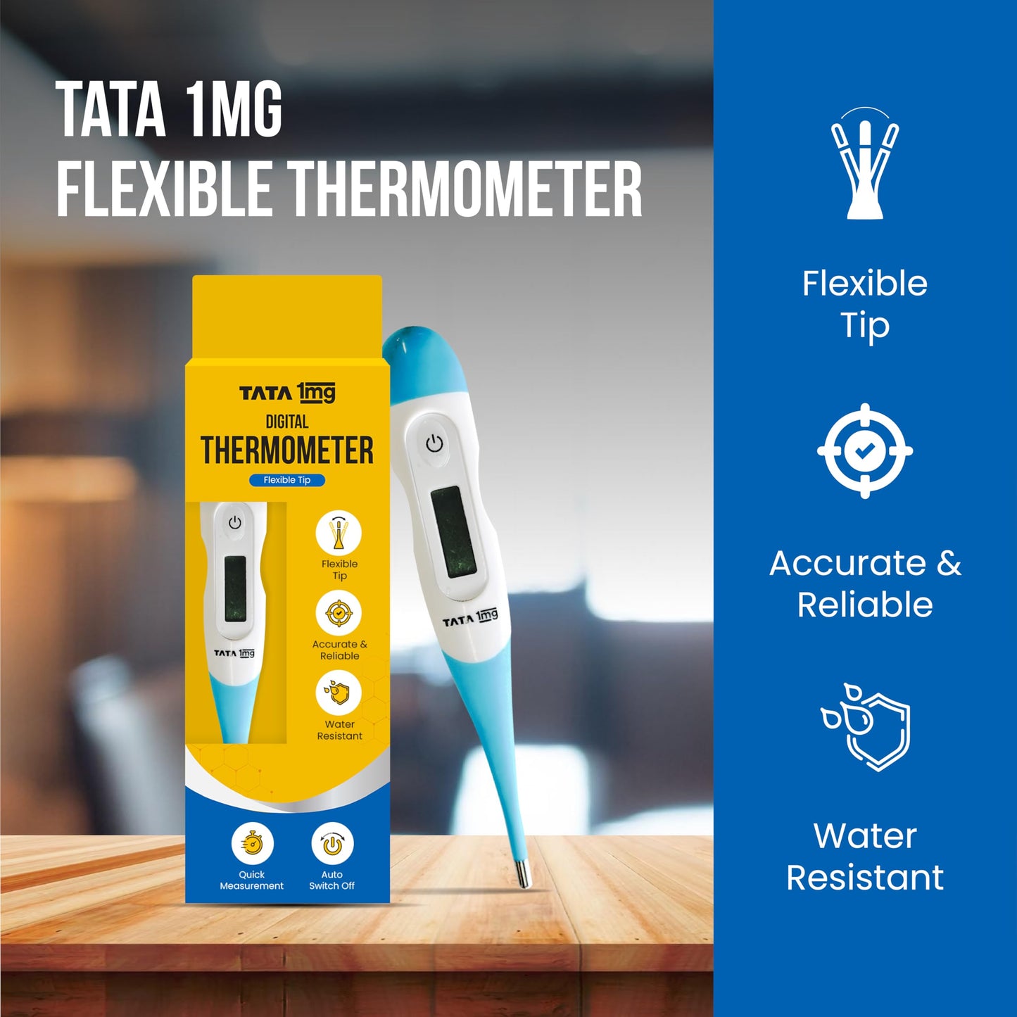 Tata 1mg Flexible Tip Digital Thermometer with One Touch Operation for Children and Adult