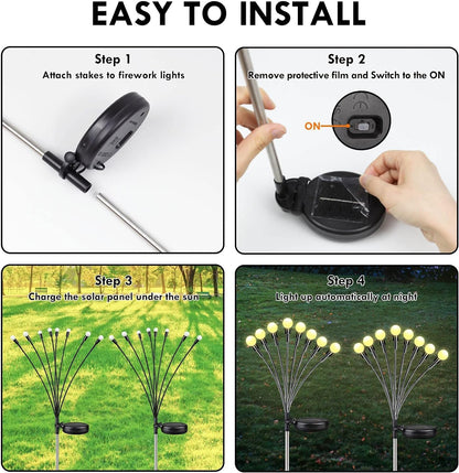 8 LED Solar Garden Light Sway by Wind Waterproof Outdoor Decoration Night light Yard Patio Pathway Garden/balcony/terrace plant Decoration(Warm White) (1)